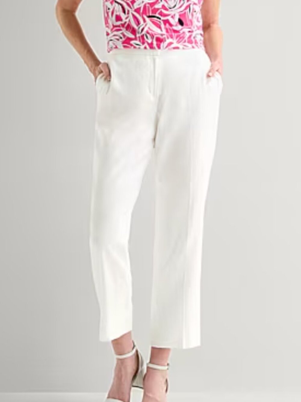 Black Label by Evan-Picone Linen Womens Classic Fit Straight Suit Pant 14P White